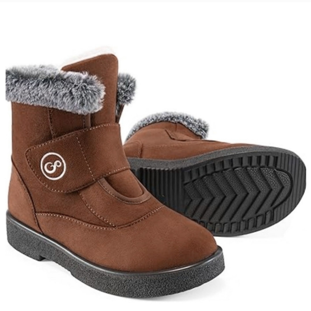 NWT Women's Flexus Style Faux Fur Shearling Slip On Comfort Boot In Brown Maple
